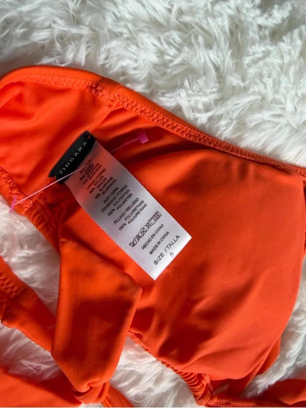 Zingara Orange Ruffle Bikini Set Lace Trim Tie Side Swimwear Size 6/8